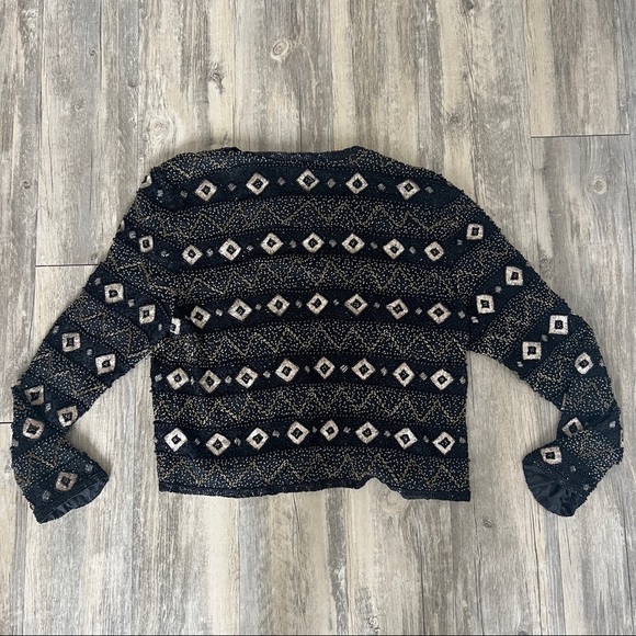 VINTAGE Papell Boutique Beaded Geometric Evening Jacket 1980’s - Picture 5 of 6